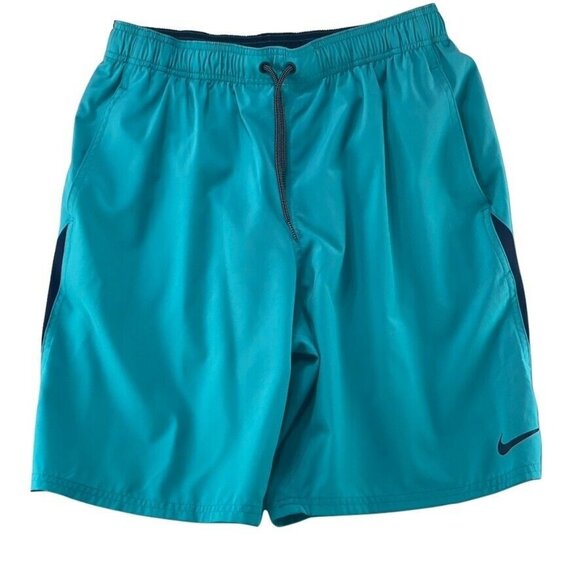 Nike Mens Turquoise Swim Shorts Size L Made In Indonesia - Picture 1 of 9